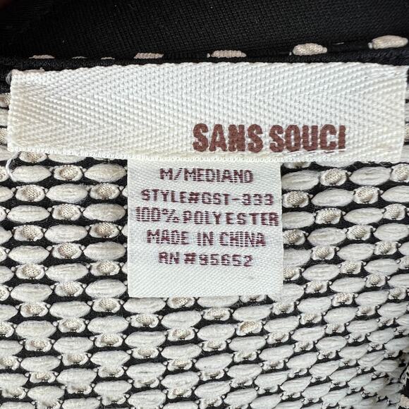 SANS SOUCI Knit Polka Dot Body Con Cut Out Back Peplum Zipper Top Size M Medium - Picture 8 of 9